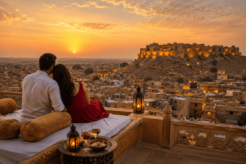 jaisalmer honeymoon tour couple sunset